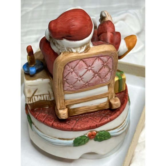 Homco Santa Claus Musical Jingle Bells Bisque Figurine Vtg 80s Christmas Season - Picture 3 of 4